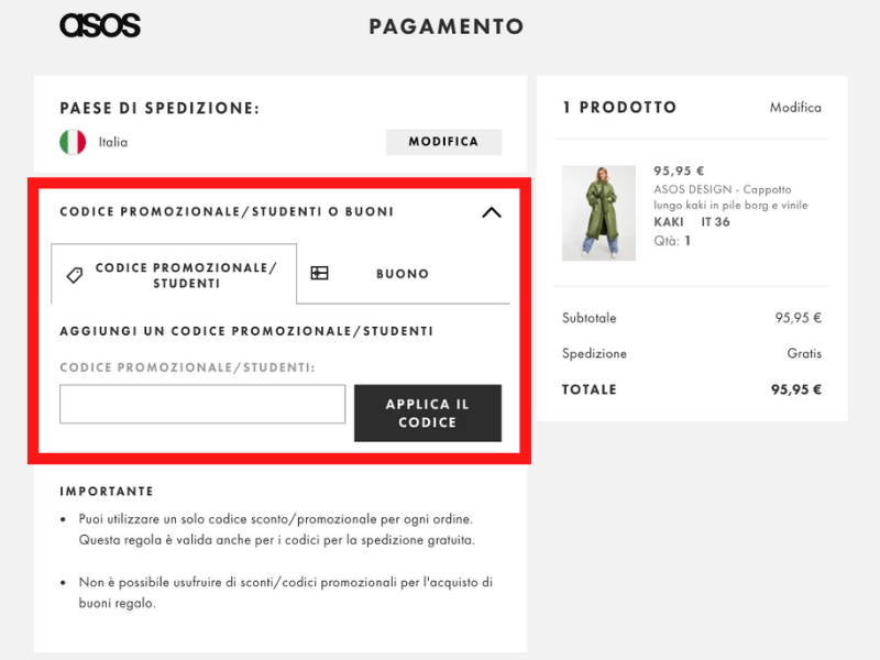 ASOS codice sconto