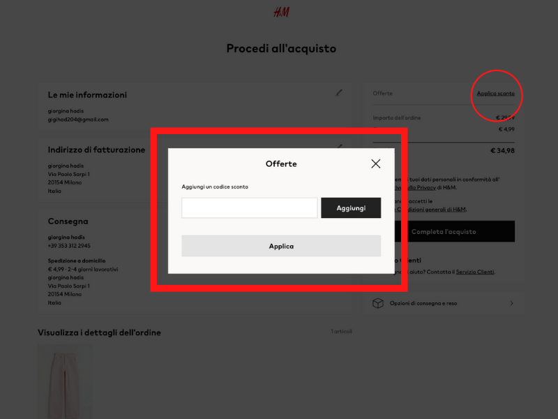 H&M codice sconto