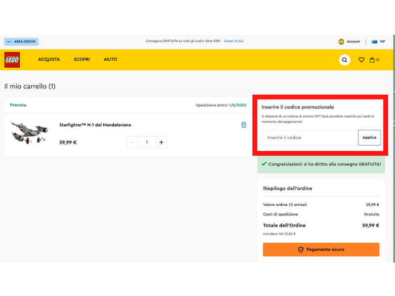 LEGO codice sconto