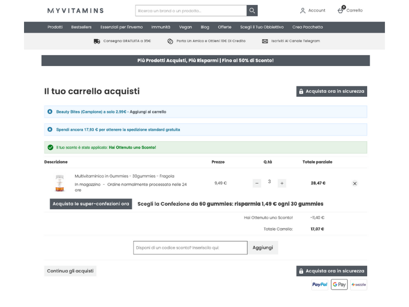 MyVitamins codice sconto