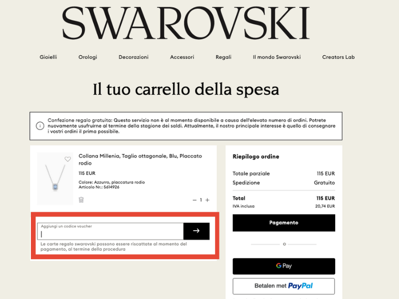 Swarovski codice sconto