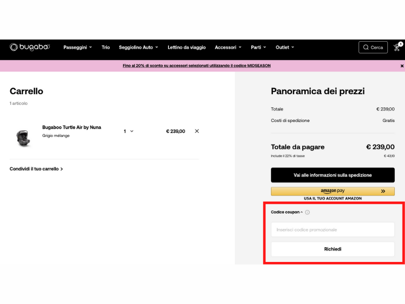Bugaboo codice sconto