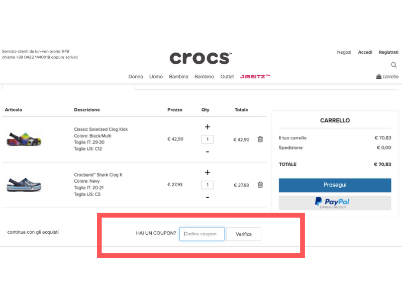 Crocs codice sconto