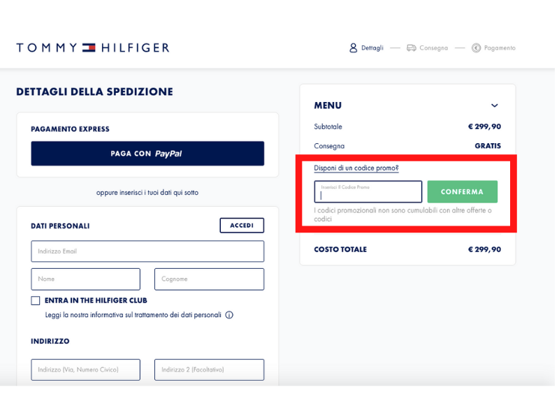 Tommy Hilfiger codice sconto
