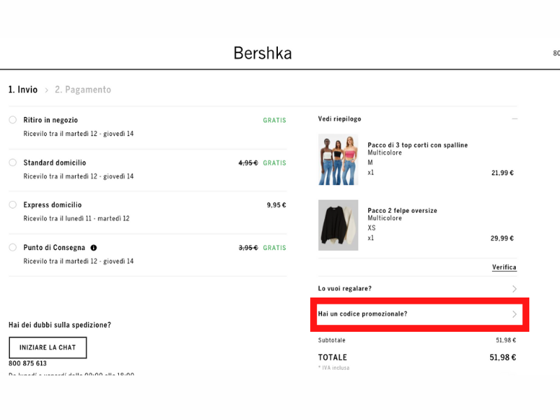 Bershka codice sconto