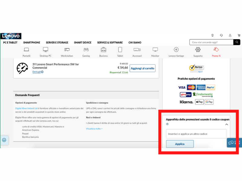 Lenovo codice sconto