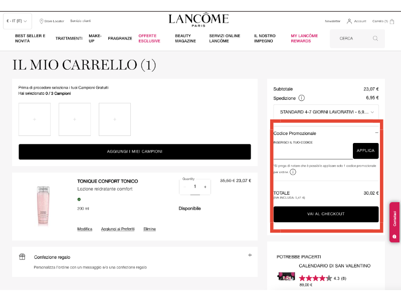 Lancôme codice sconto