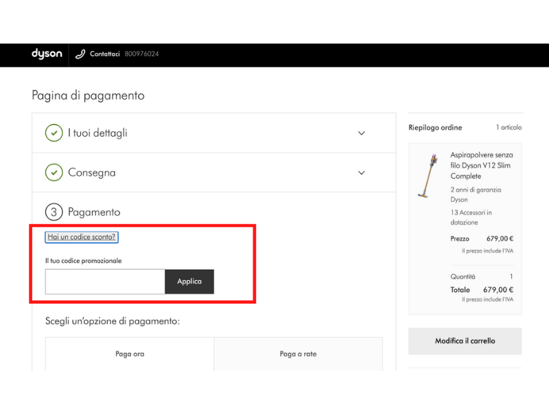Dyson codice sconto