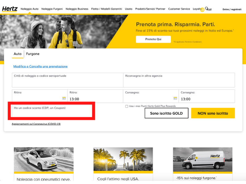 Hertz codice sconto