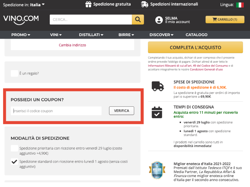 Vino.com codice sconto