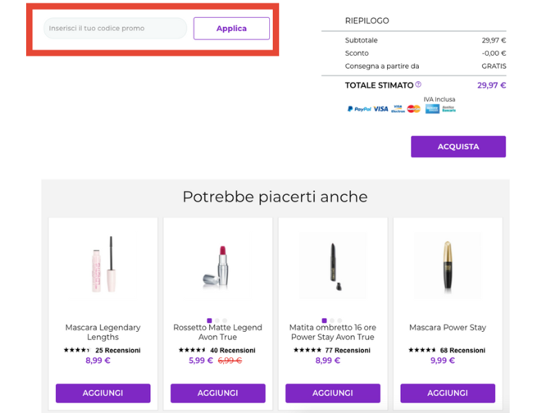 Avon codice sconto