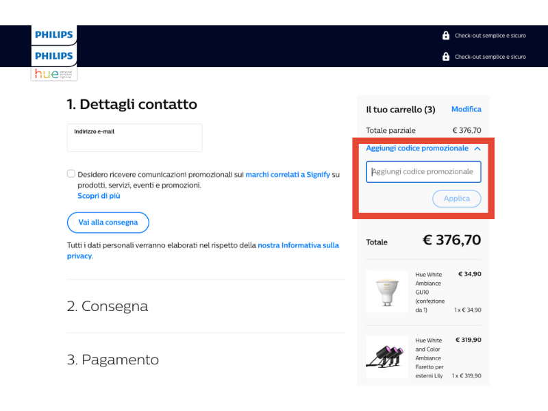 Philips Hue codice sconto