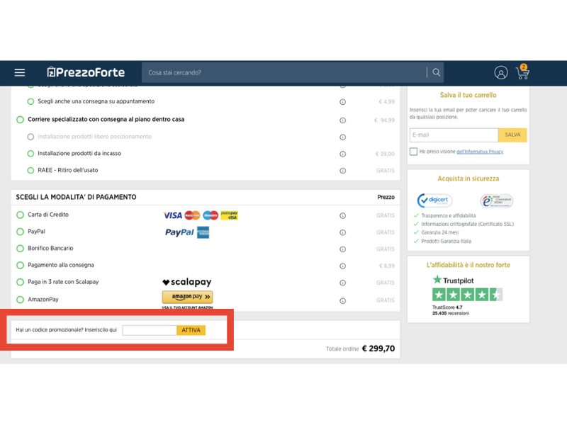 Prezzoforte codice sconto