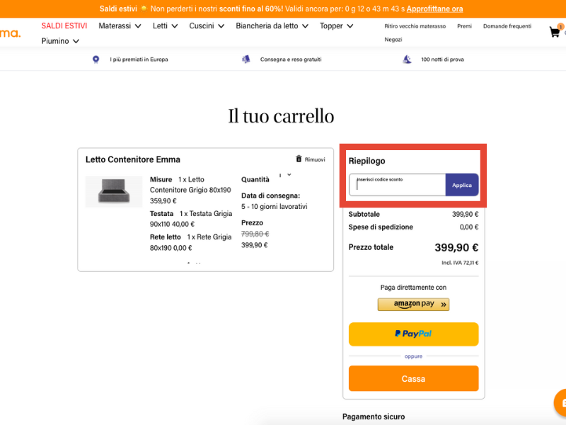 Emma Mattress codice sconto