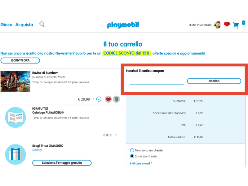 Playmobil codice sconto