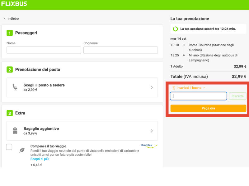 FlixBus codice sconto