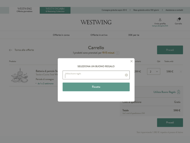 Westwing codice sconto