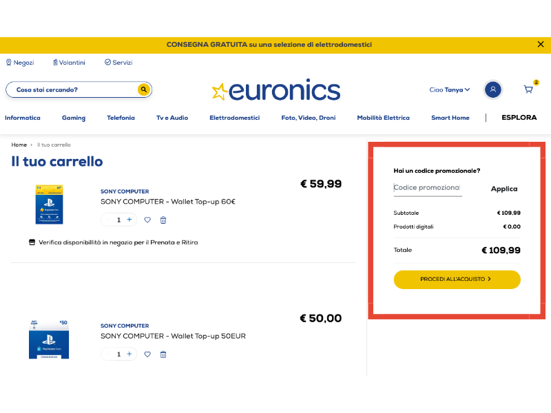 Euronics codice sconto