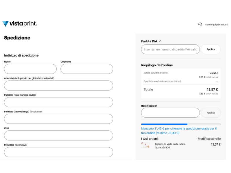 Vistaprint codice sconto